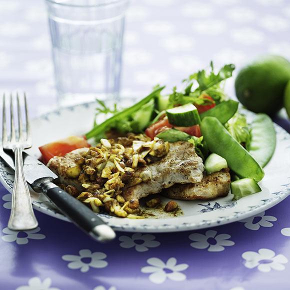 Kotletter med ­curry och mandel