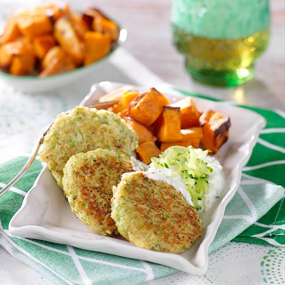 Broccolibiffar  med gurksås