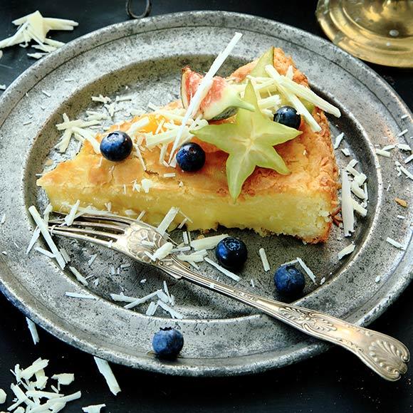 Vit kladdkaka med apelsin