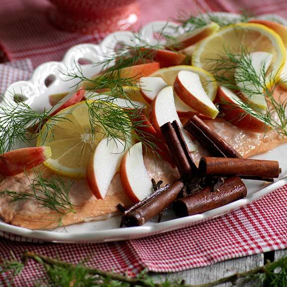 Inkokt lax med äpple