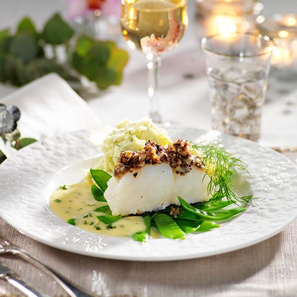 Lättrimmad torskrygg med svamp