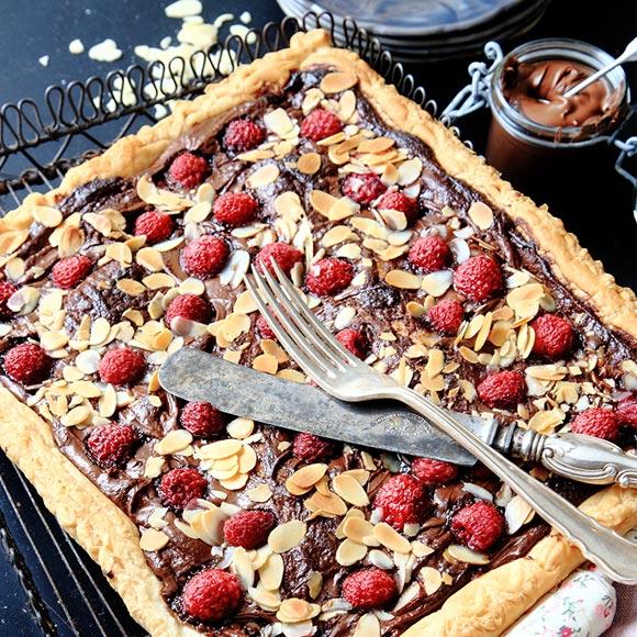 Nutellaflarn med hallon