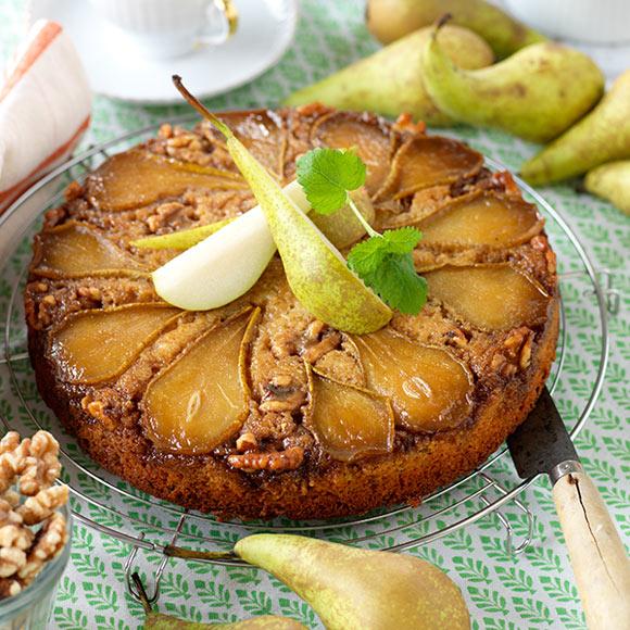 Päronkaka med valnötter