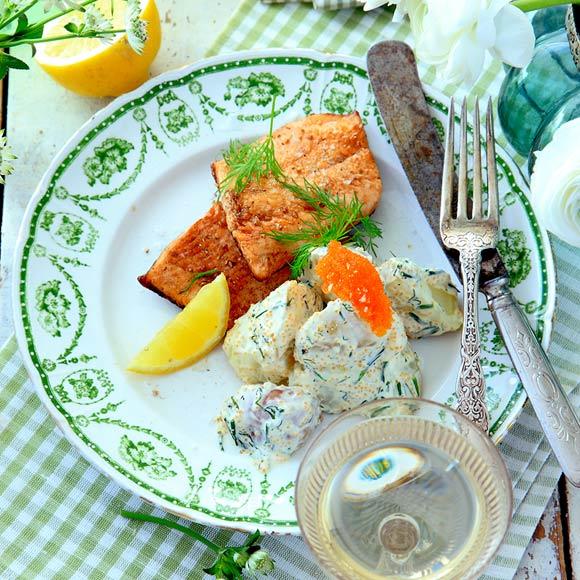 Stekt röding med löjromspotatis