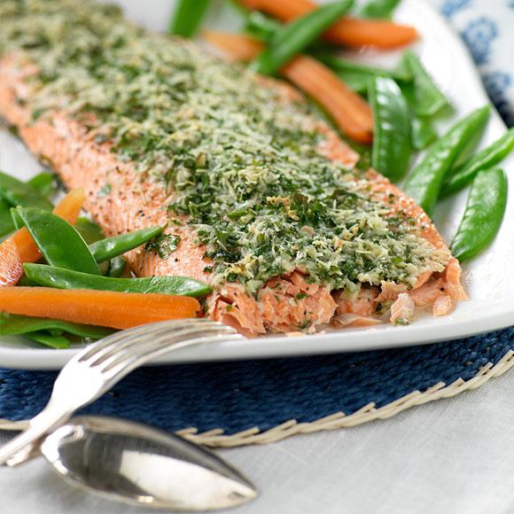 Bakad lax med parmesantäcke