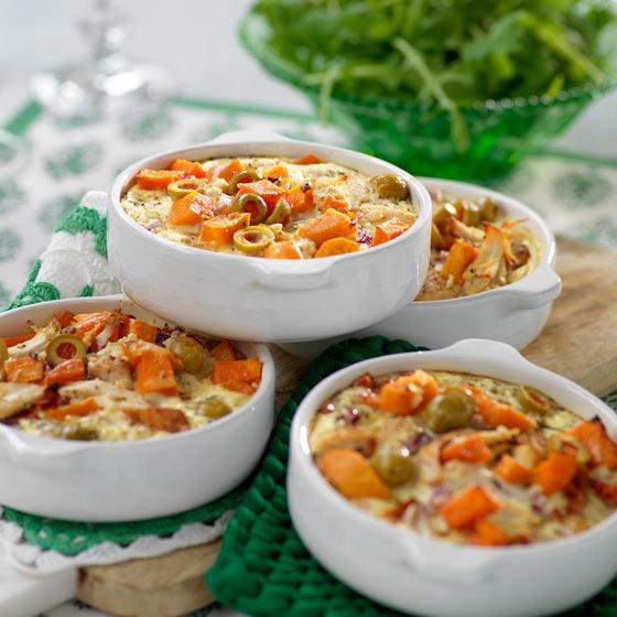 Kyckling- och sötpotatisgratäng