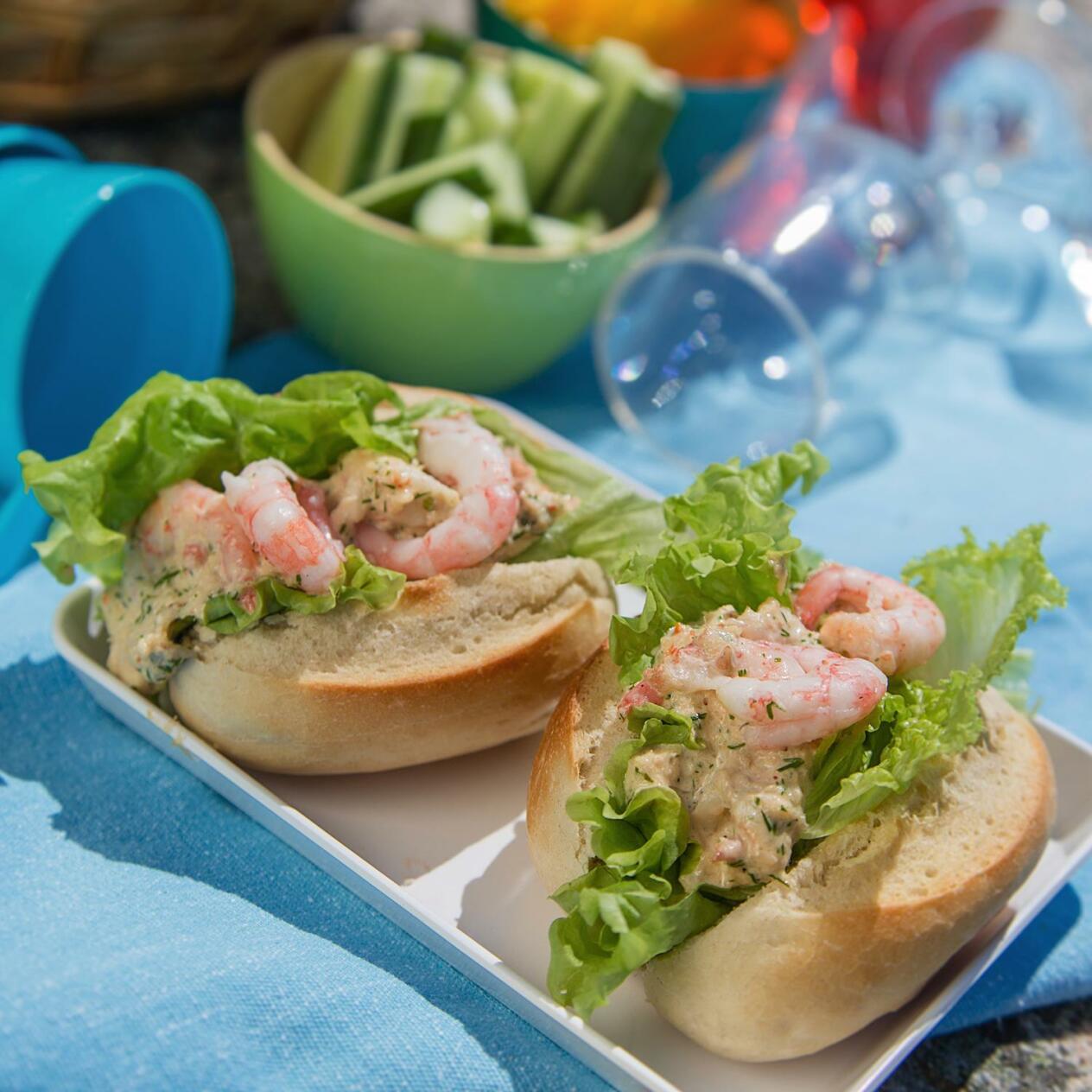 Baguette med räk- och krabbröra