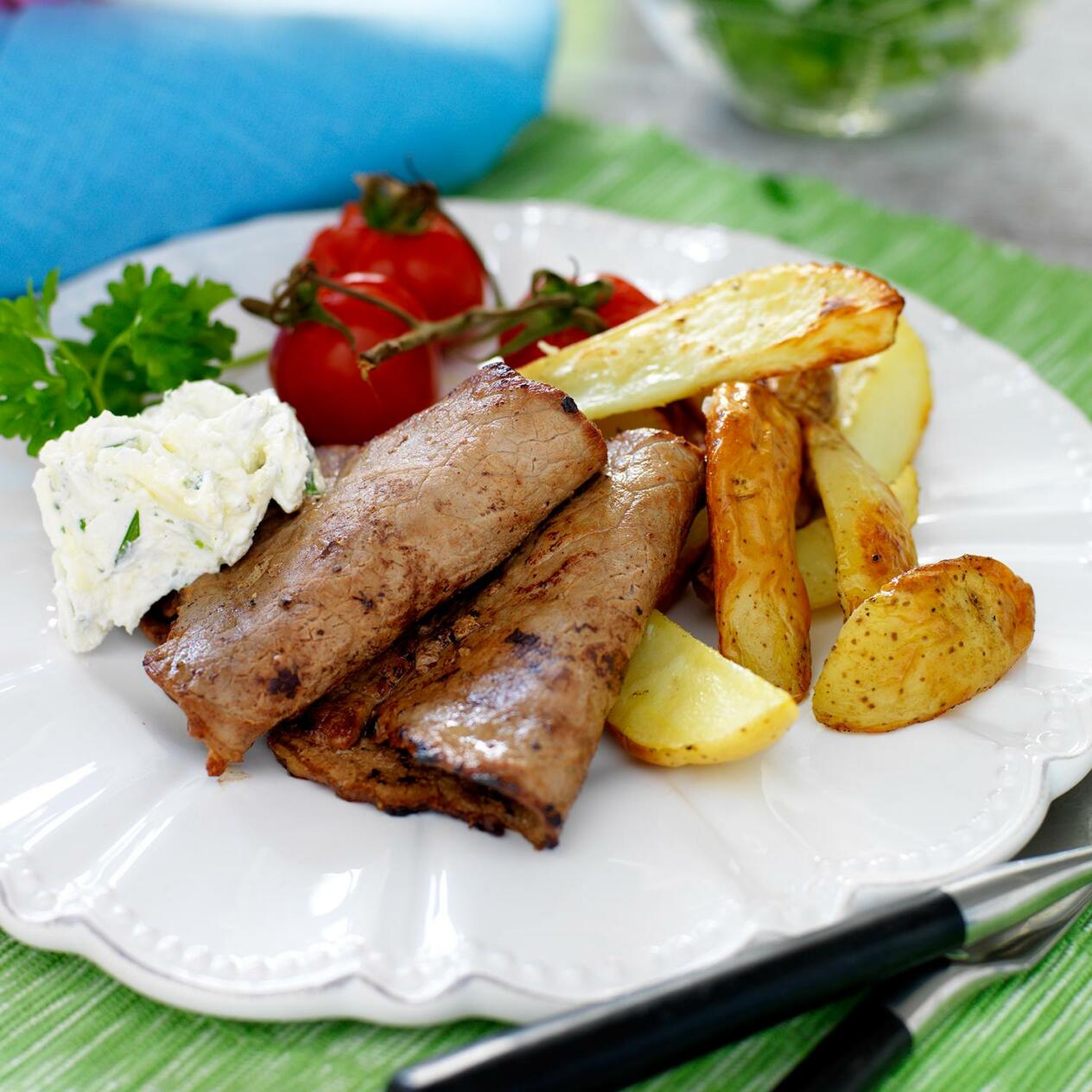 Lövbiff med ostkräm