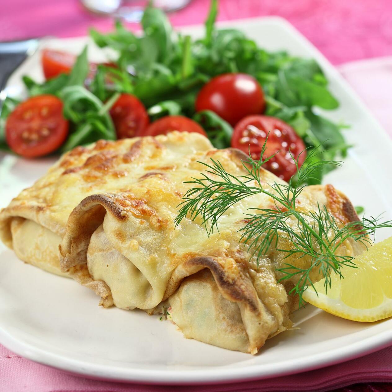 Krabbfyllda pannkakor