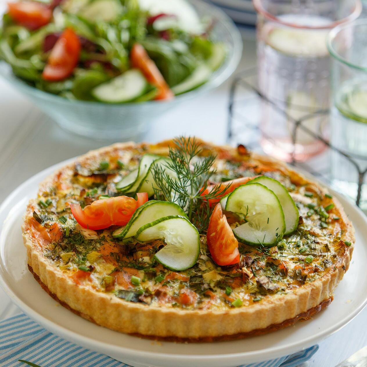 Laxpaj med purjolök och potatis