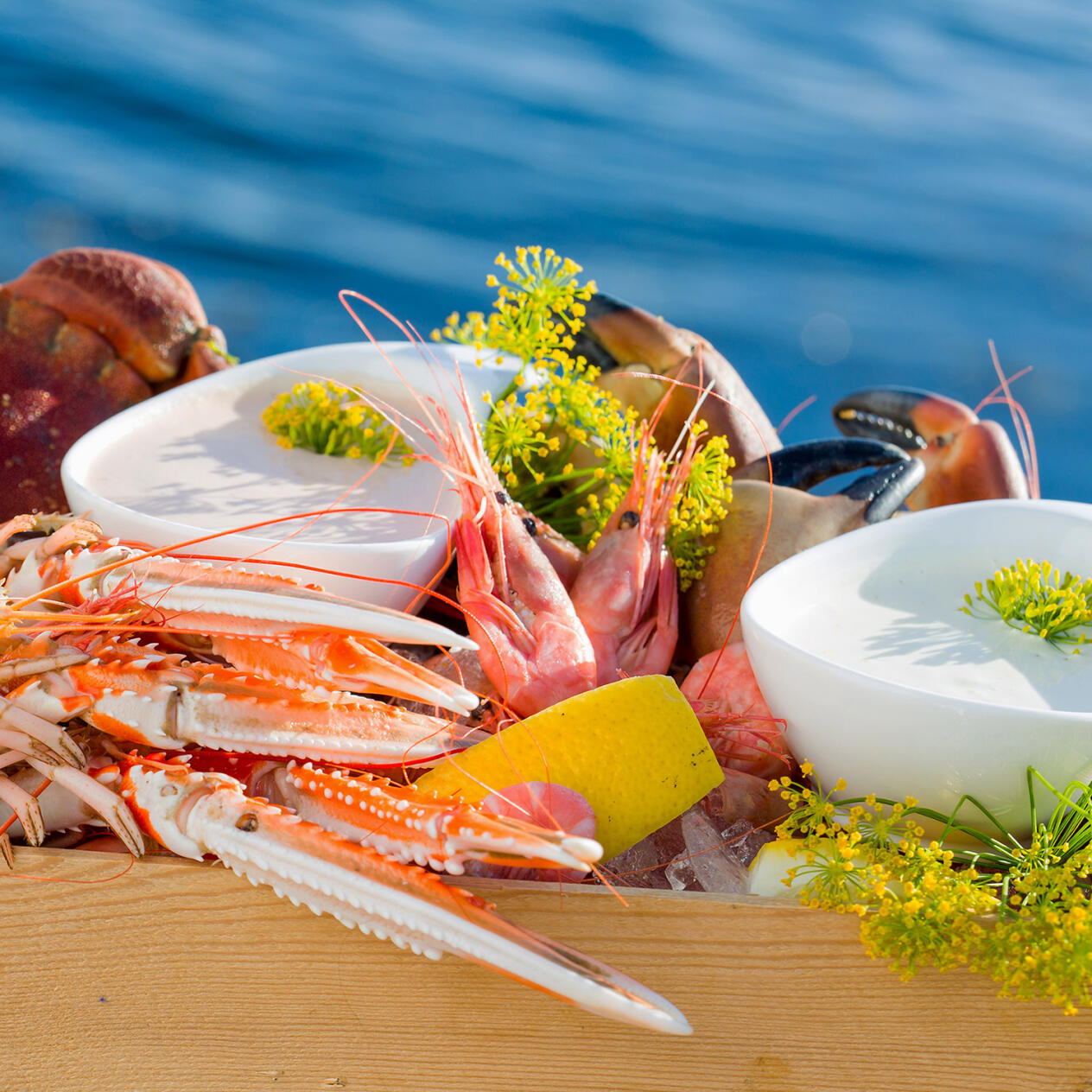 Skaldjursplatå med två såser