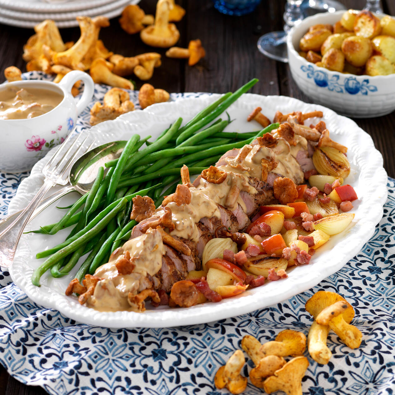 Fläskfilé med kantarellsås