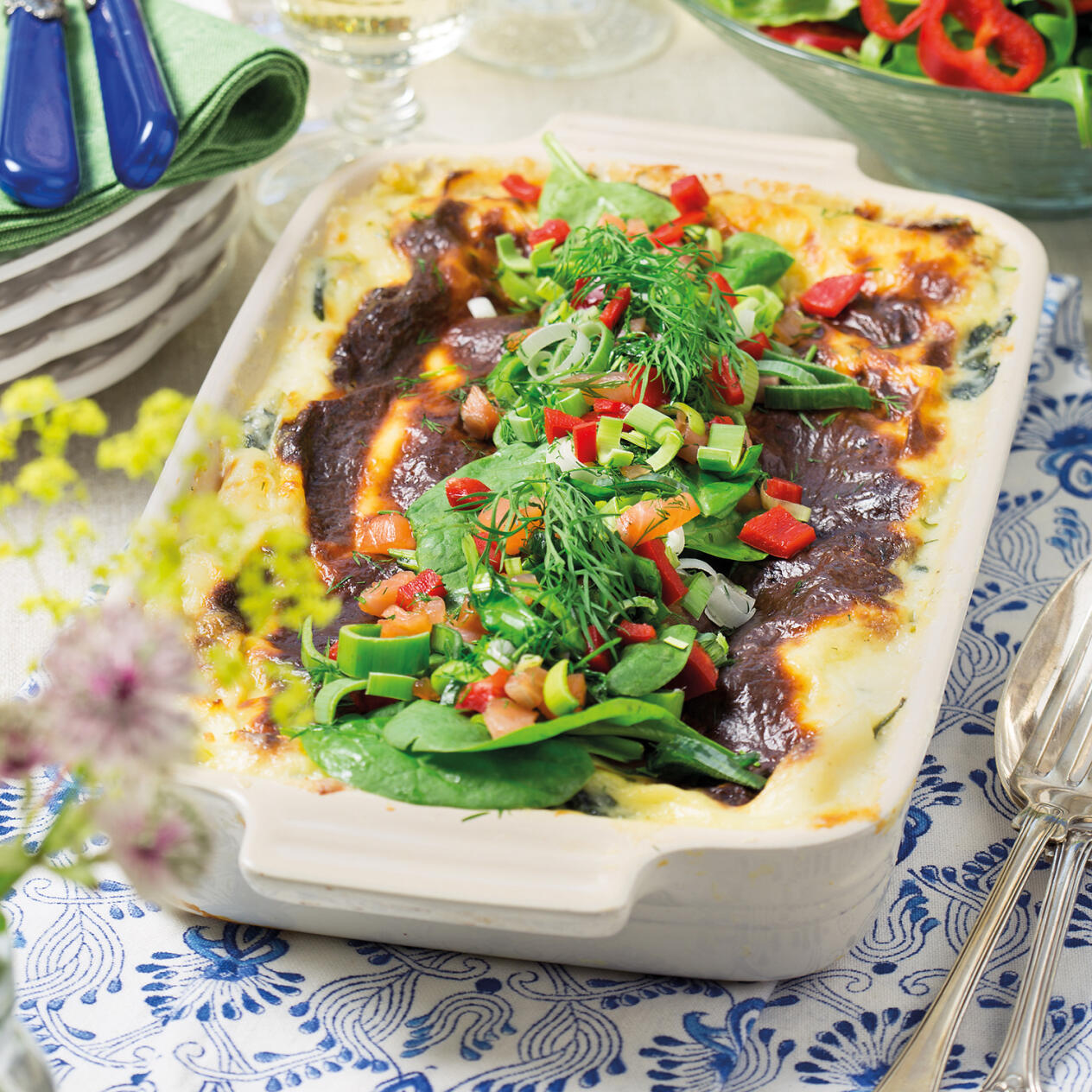 Lax- och spenatlasagne