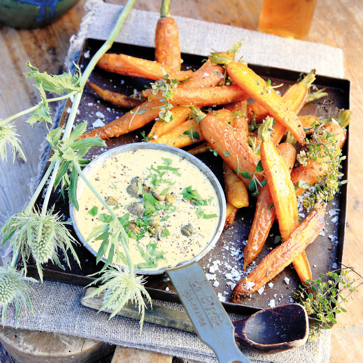 Rostade morötter med fagiolatosås