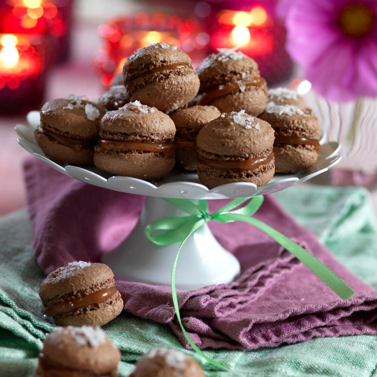 Chokladmacarons med saltkola