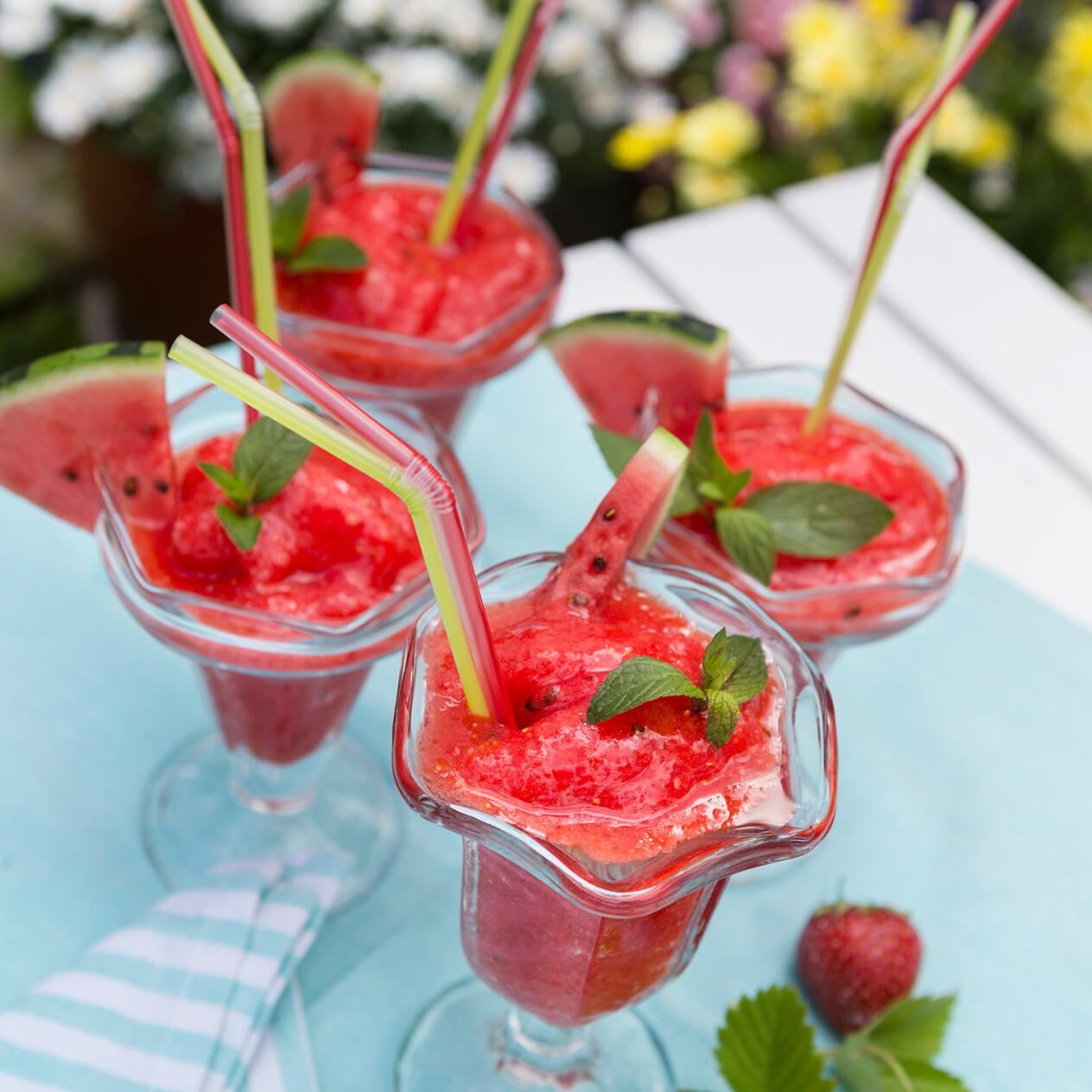 Jordgubbs- och vattenmelonslush