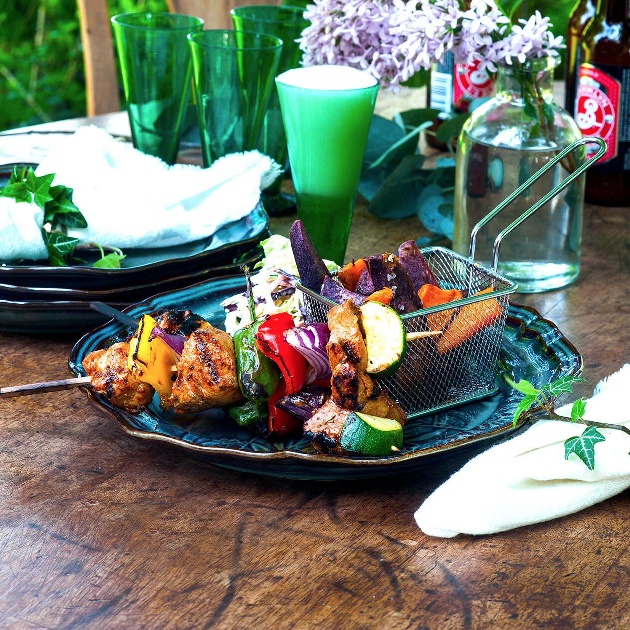 Grillspett med BBQ-sås