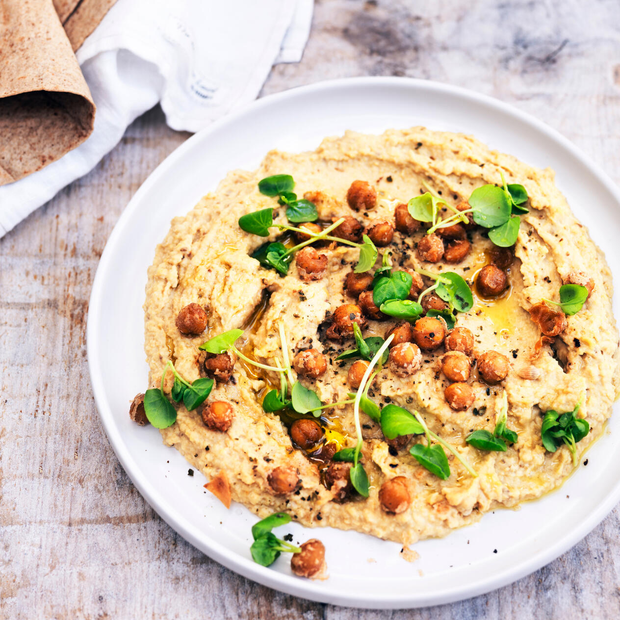 Hummus med rostade kikärtor
