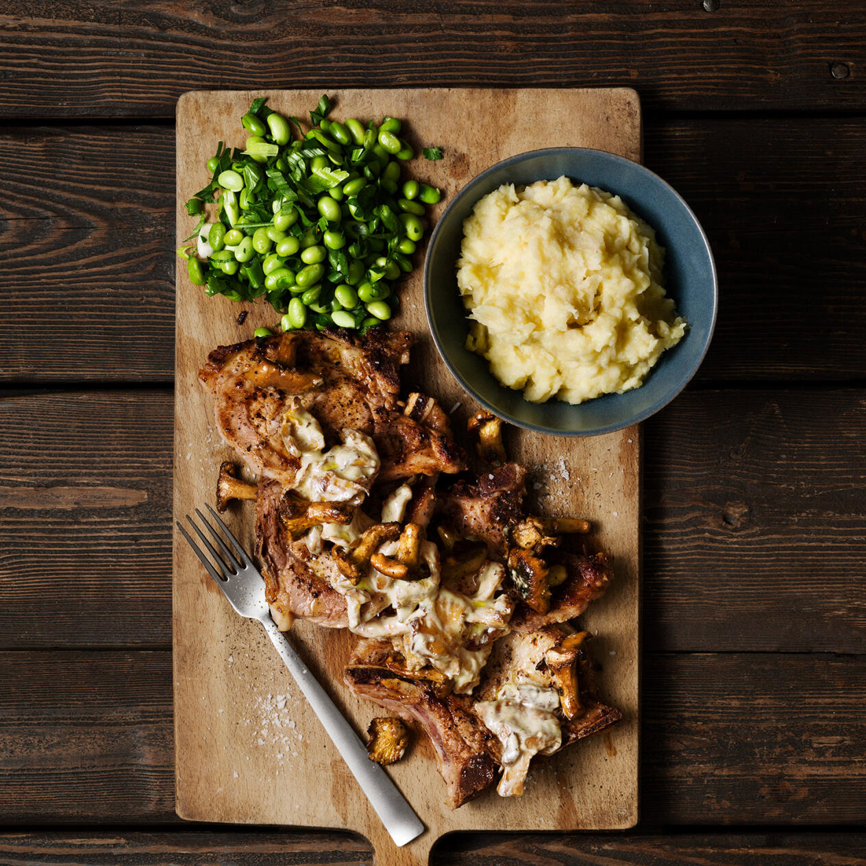 Fläskkotletter med kantareller