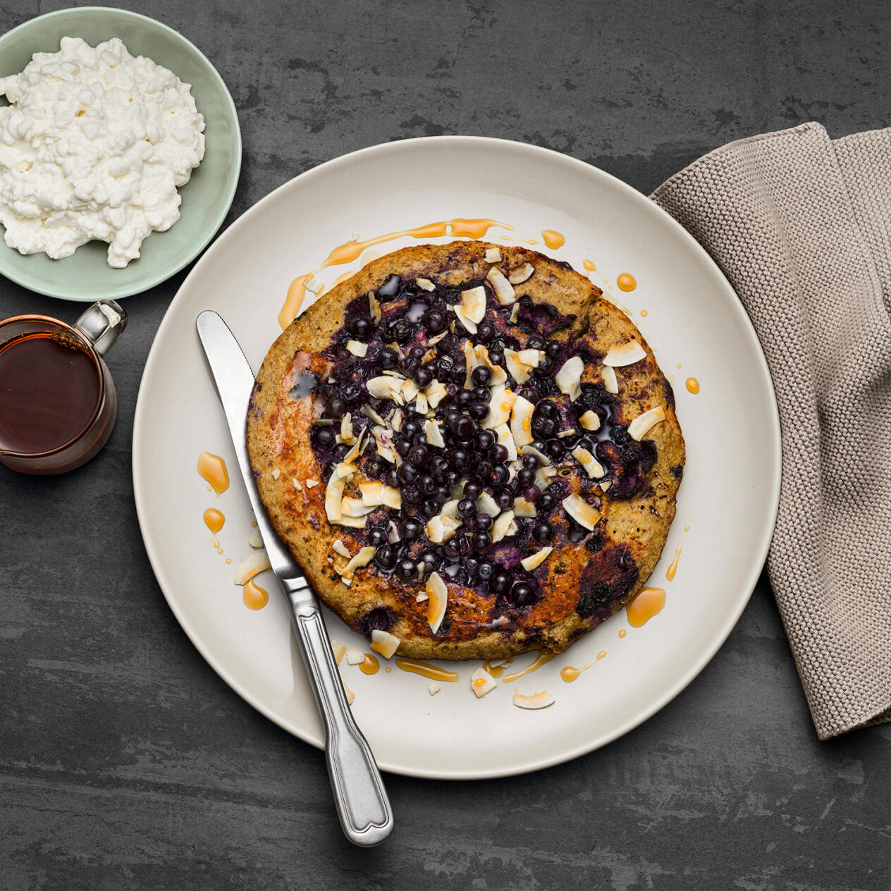 Bananpannkaka med blåbär