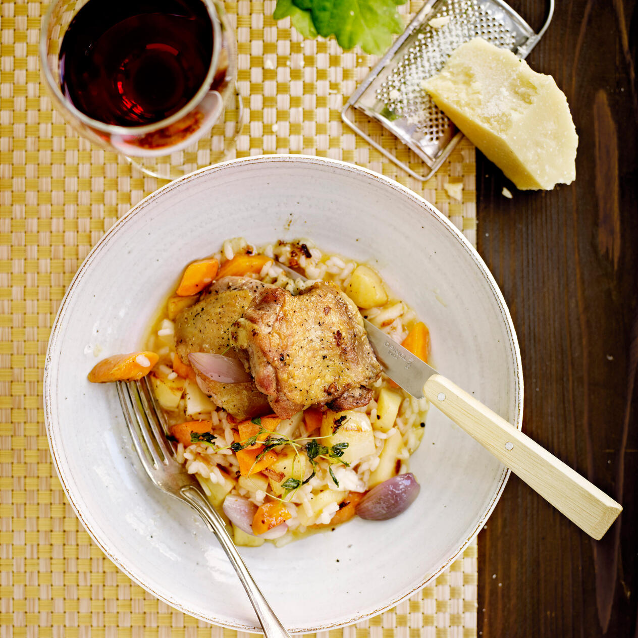 Majskyckling med rotfruktsrisotto