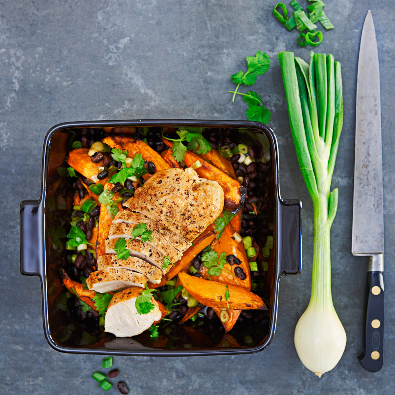 Kalkon med rostad sötpotatis