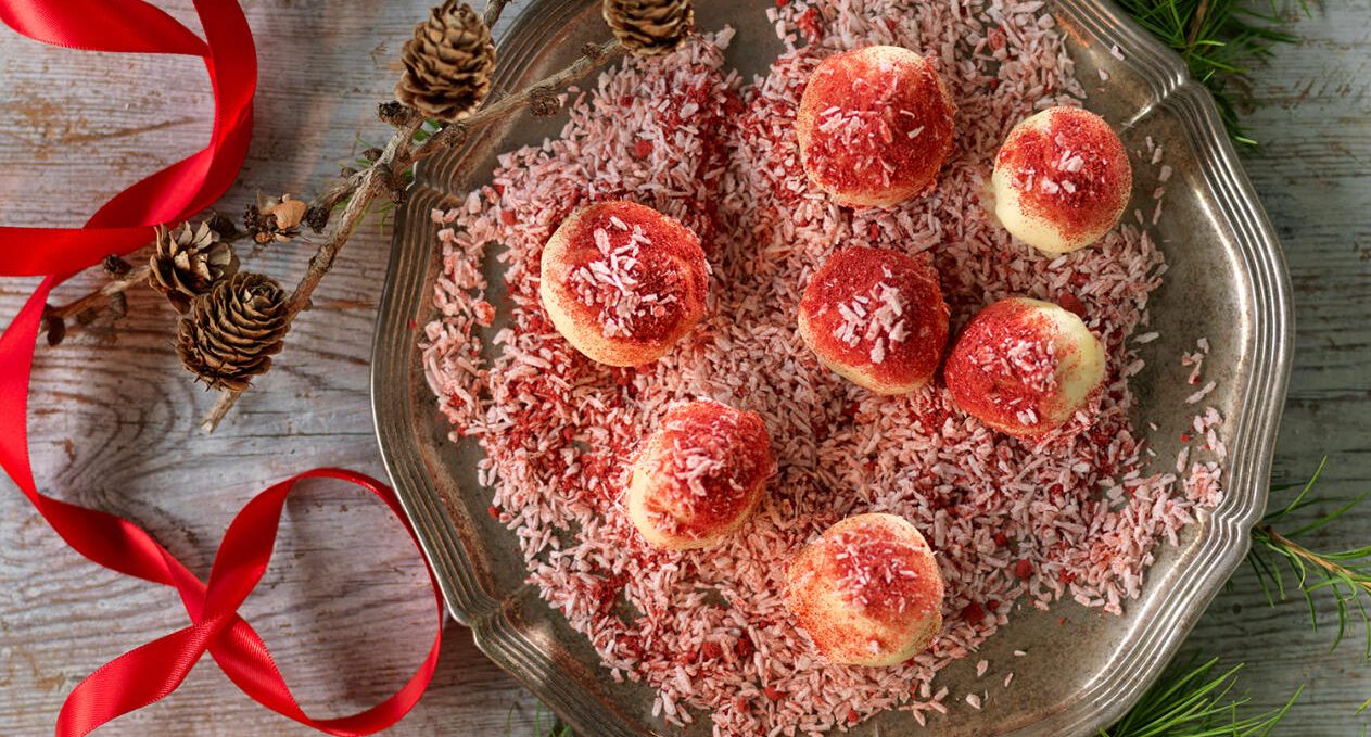 Vit chokladtryffel med konjak och lingon