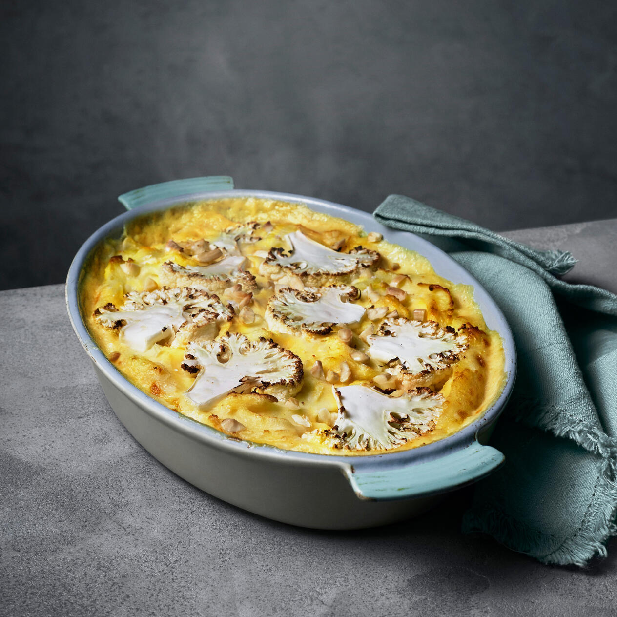 Fiskgratäng med rostad blomkål