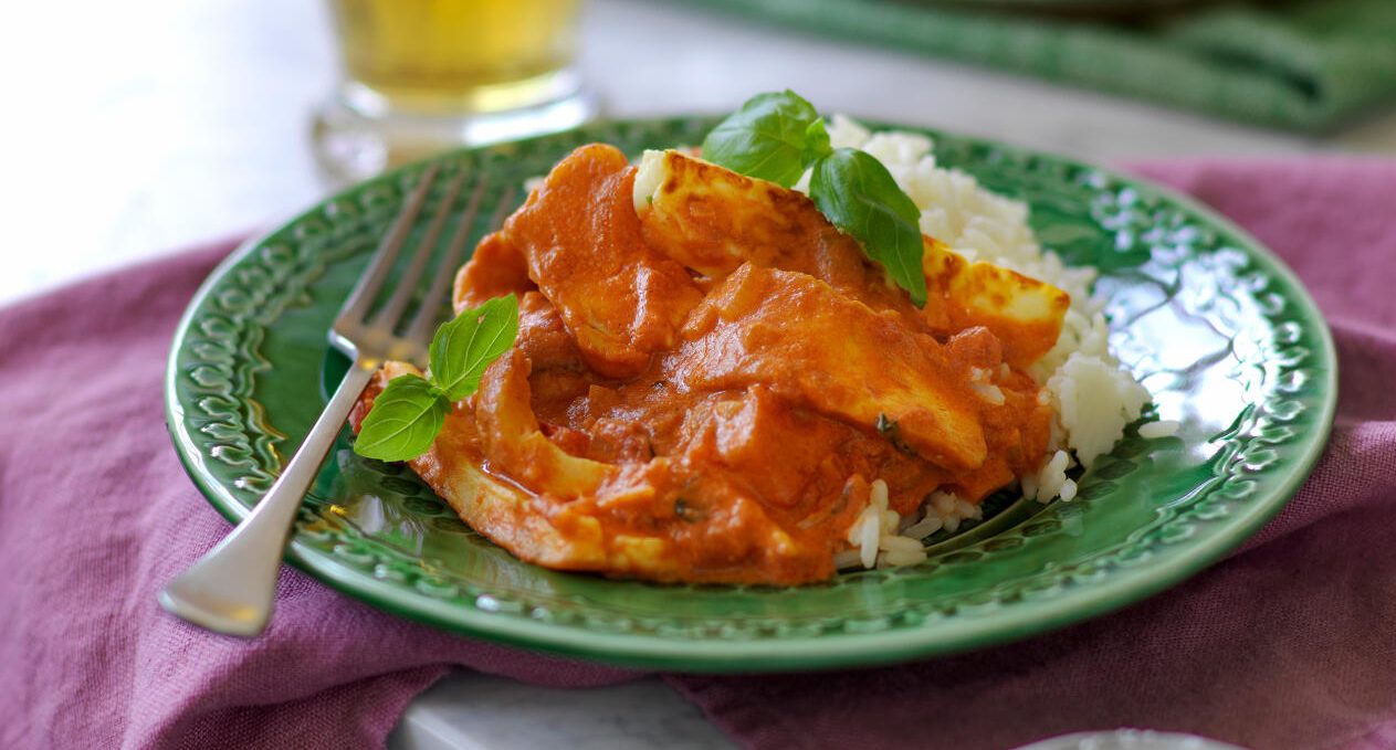 Vegetarisk stroganoff med halloumi