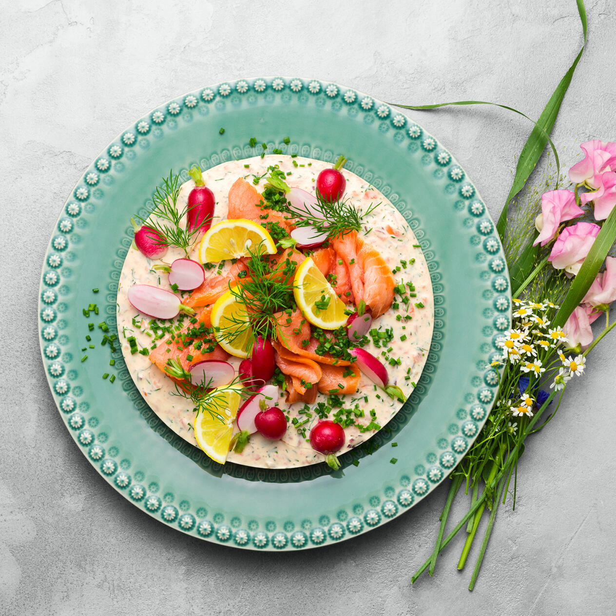 Tårta med kallrökt lax