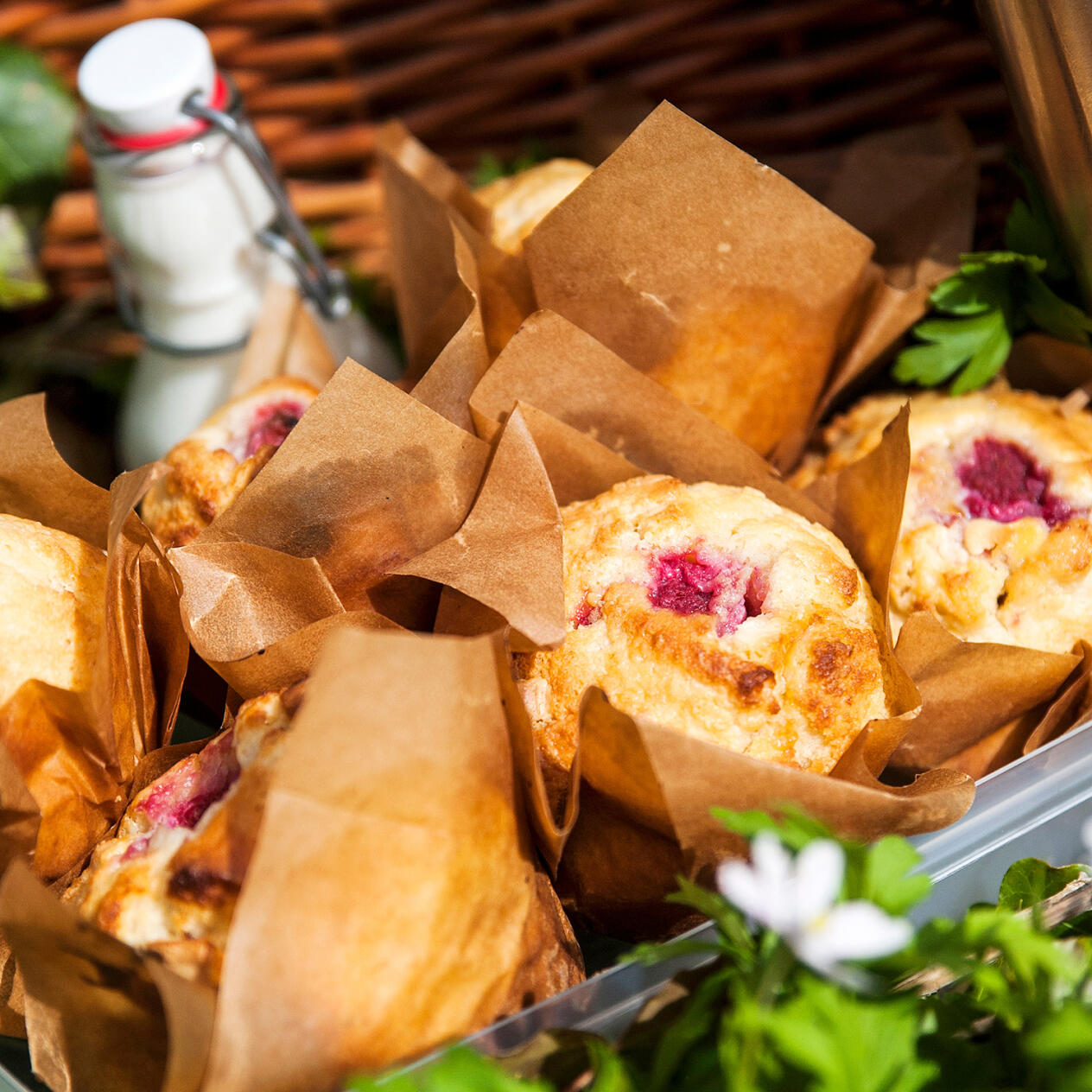 Muffins med vit choklad och hallon