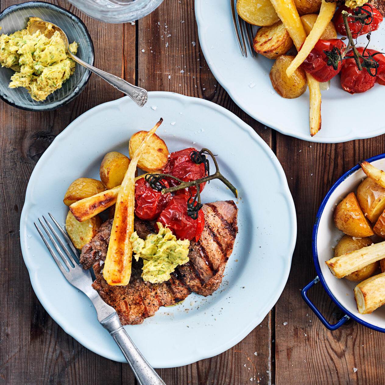 Lövbiff med rostade rotfrukter