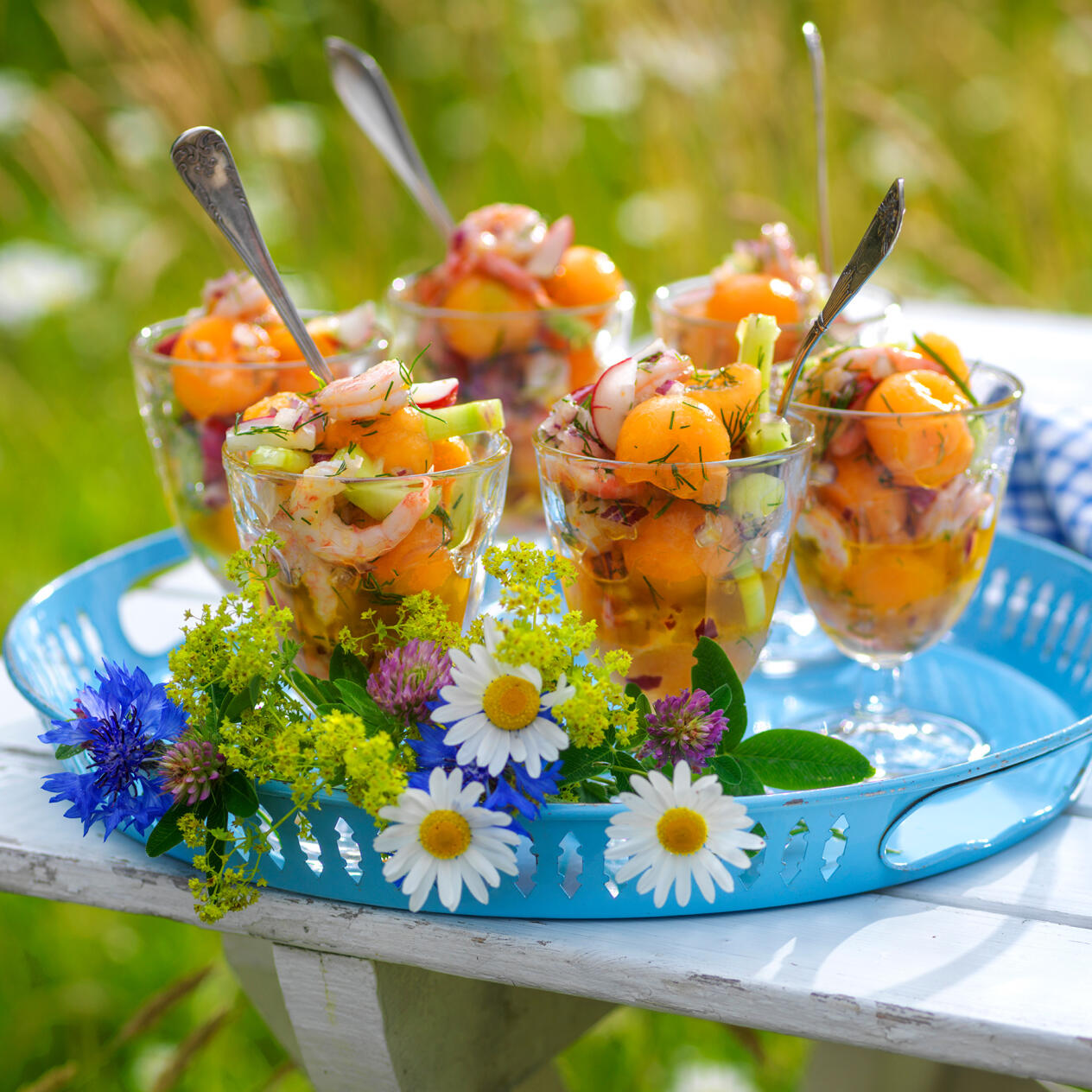 Räk- och melonsallad