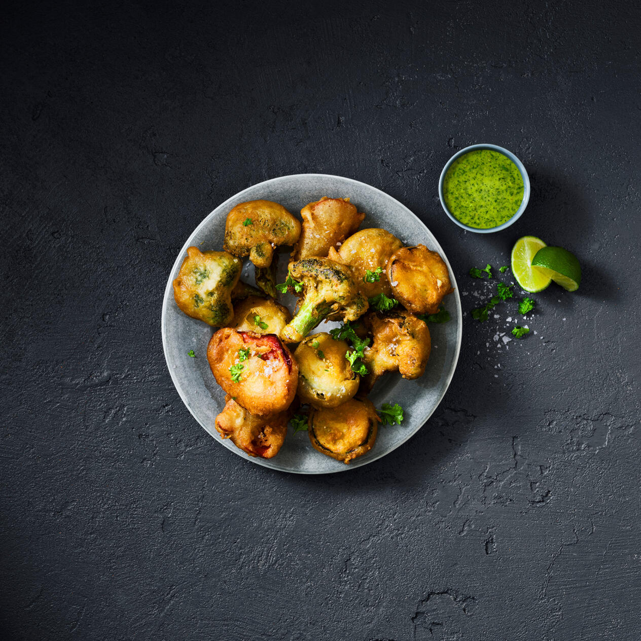 Tempurafriterade grönsaker med dippsås