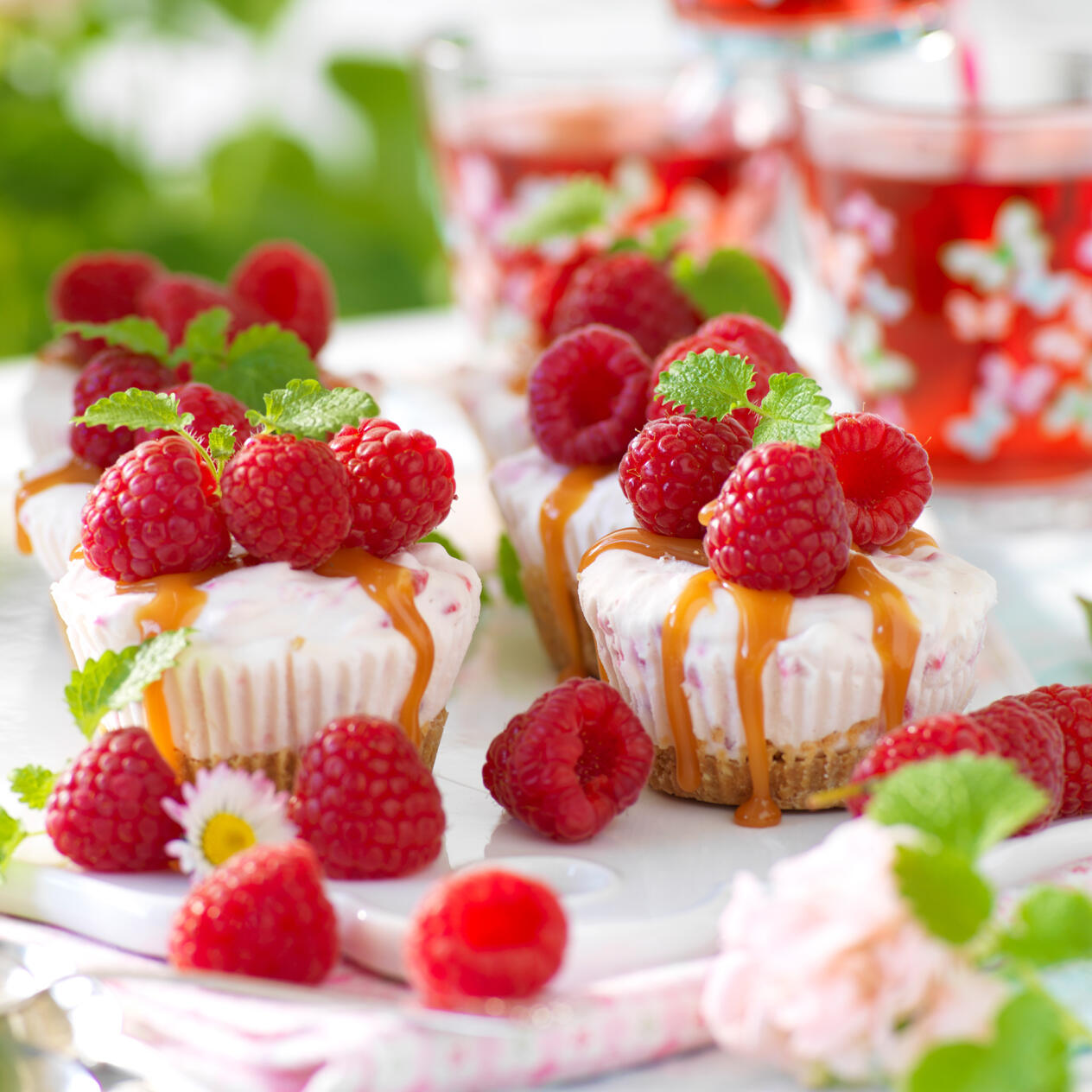 Halloncheesecake med hasselnötter