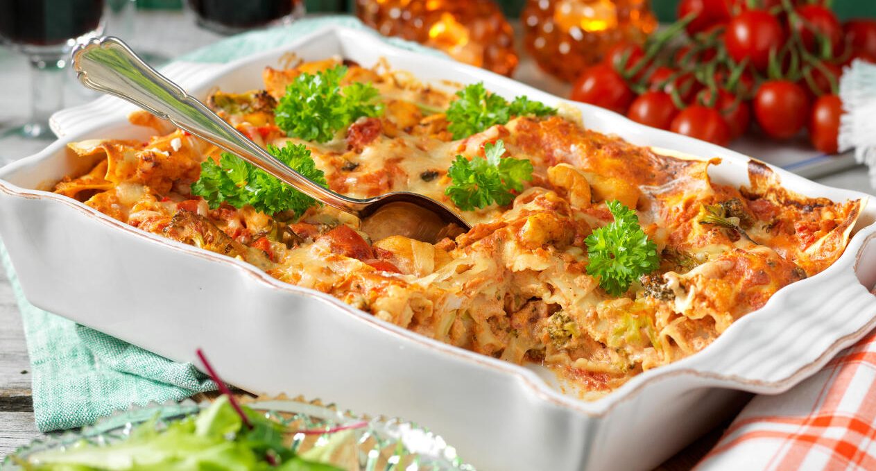 Tacolasagne med kyckling och paprika