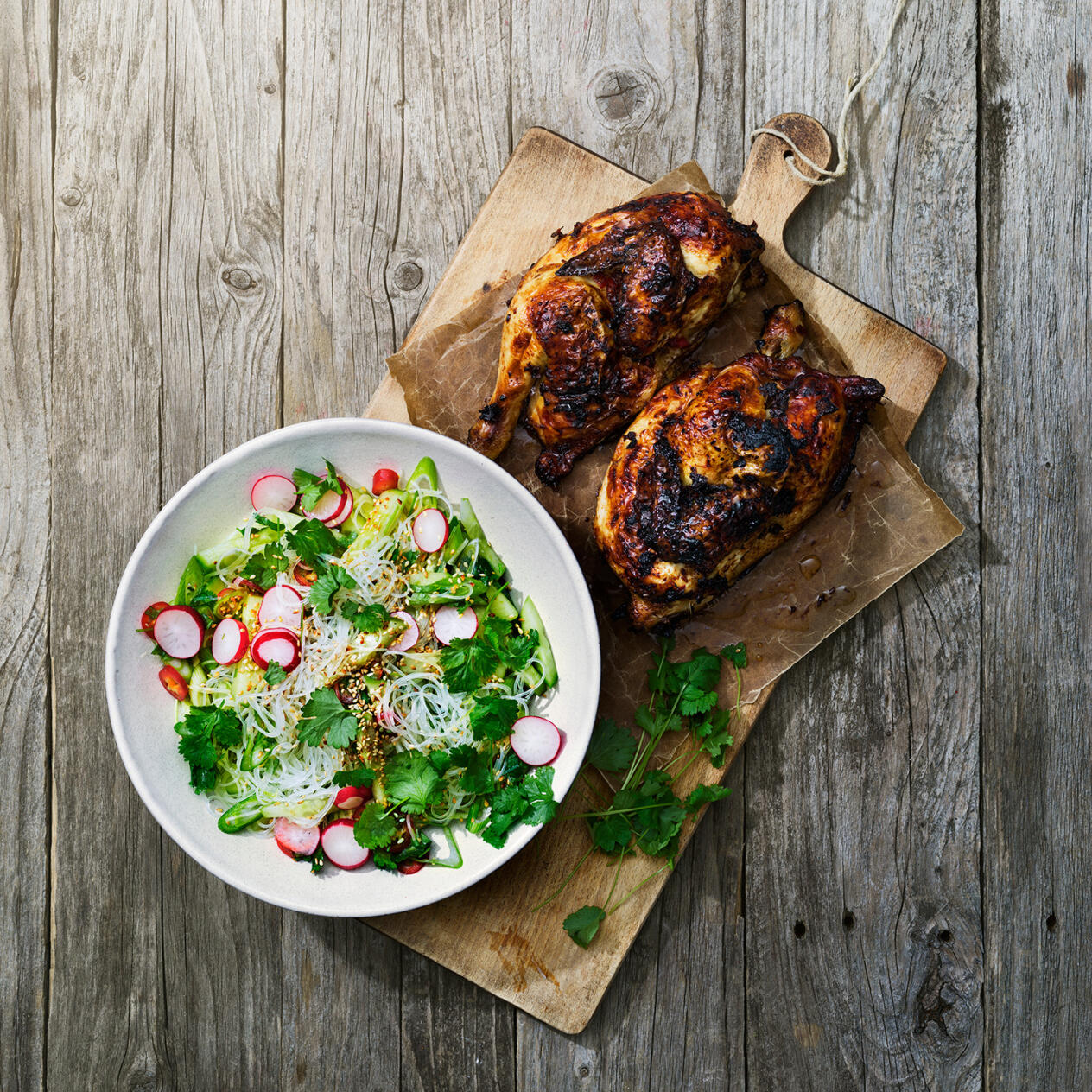 Kyckling med ginger beer och nudelsallad