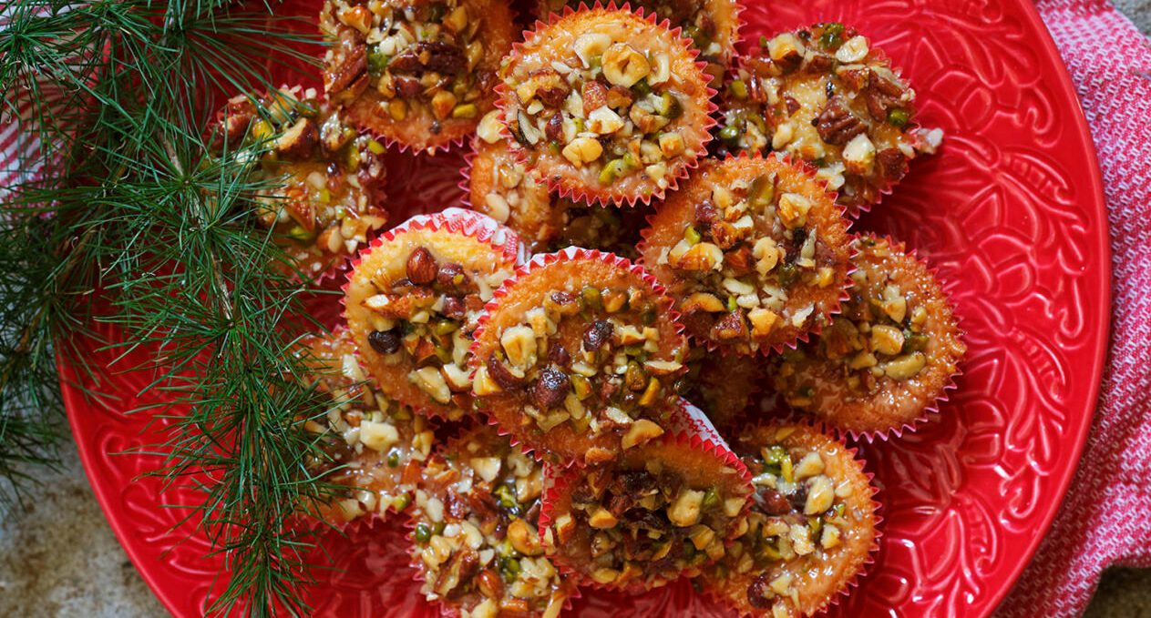 Apelsinmuffins med knäckigt toscatäcke