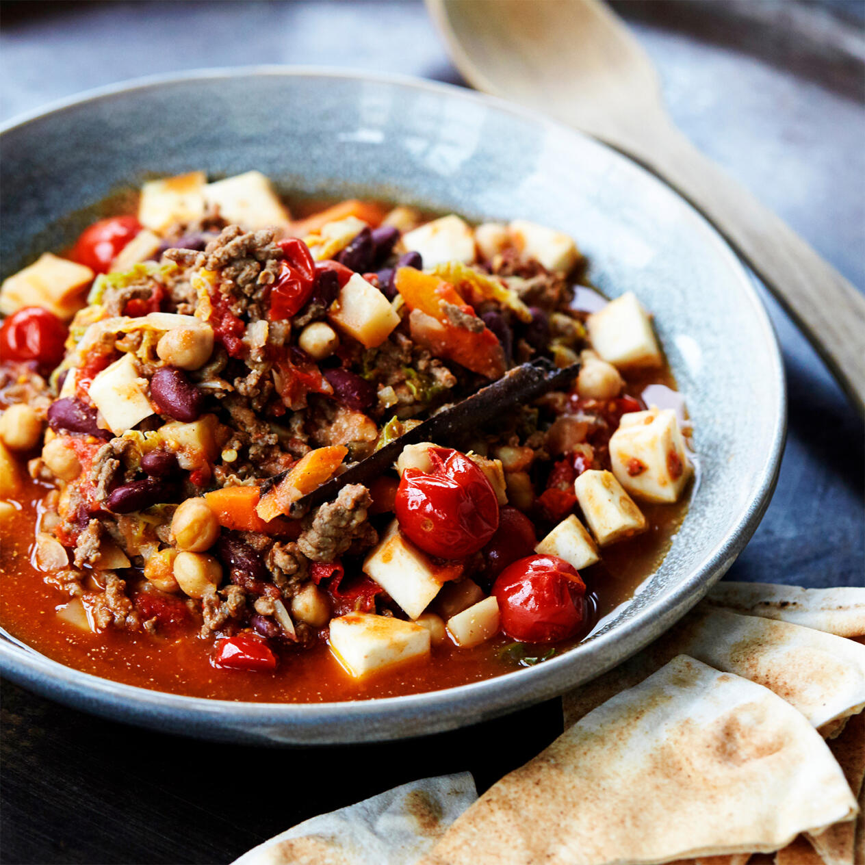 Chili con carne med kikärtor