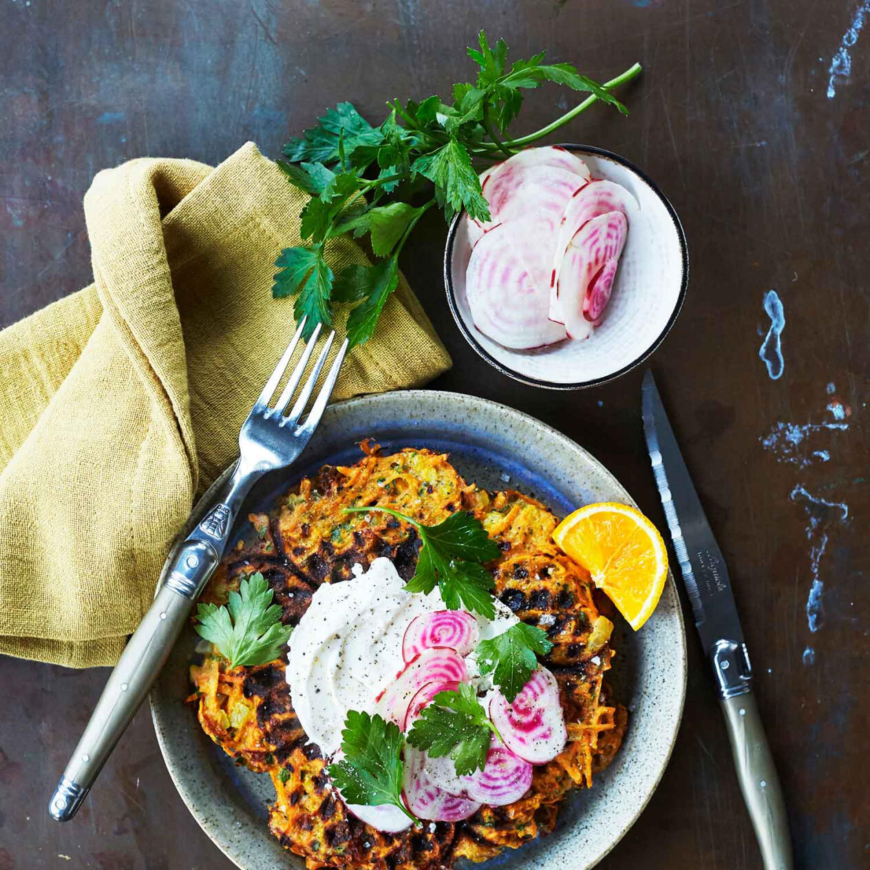 Frasiga morots-våfflor med  polkabetor