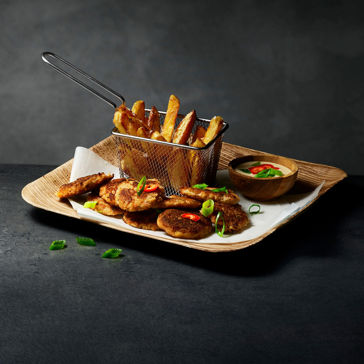 Surimicakes  med fries