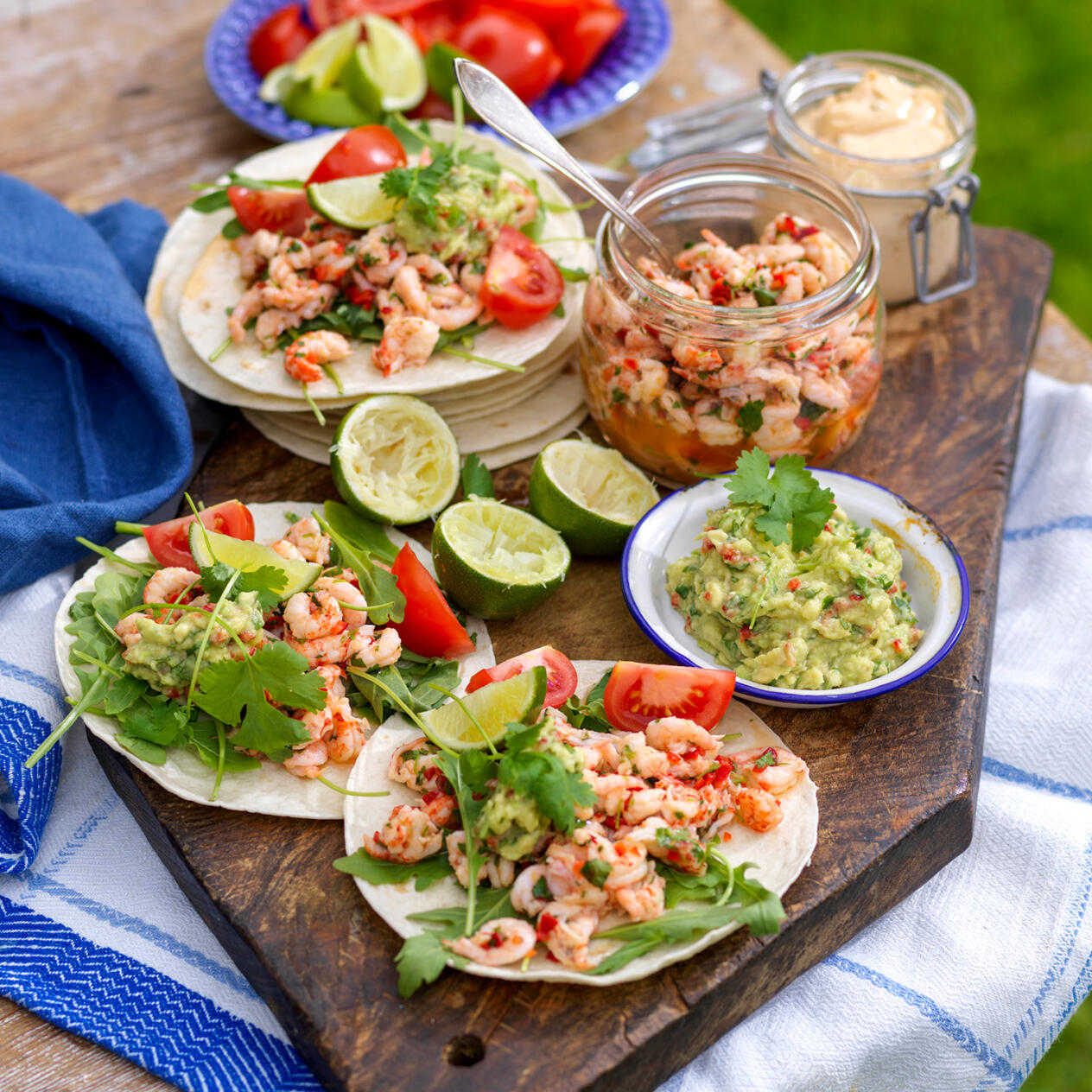 Skaldjurstacos med guacamole och chipotlemajo