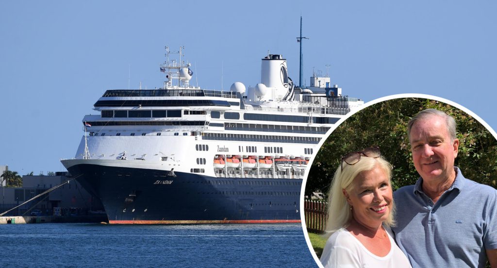 Kryssningsskeppet Zaandam i hamn i Fort Lauderdale, där Tomas blev hämtad av ambulans. Foto: TT