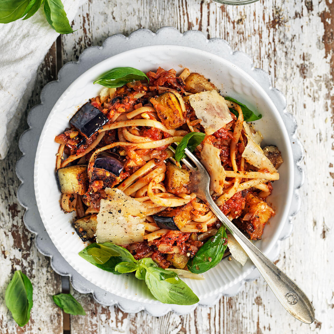 Auberginesås med linguine