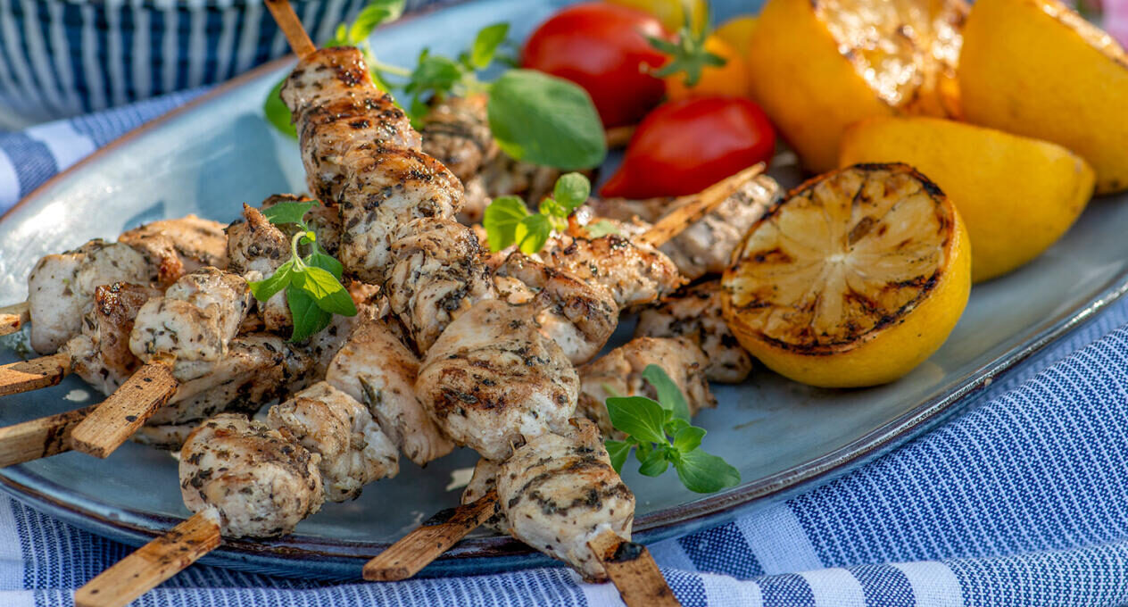 Kycklingspett med oregano och citron
