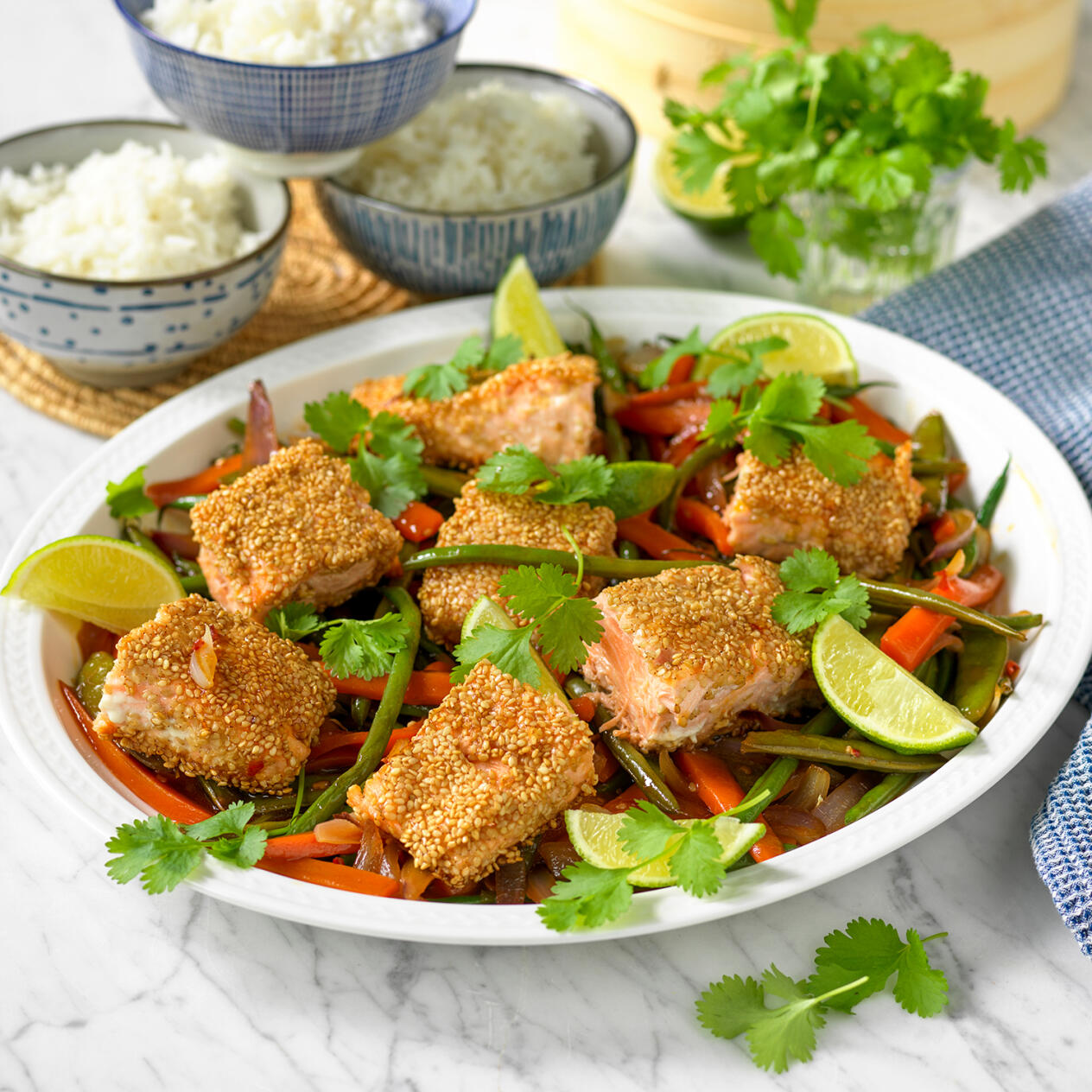 Sesamlax med rostade grönsaker