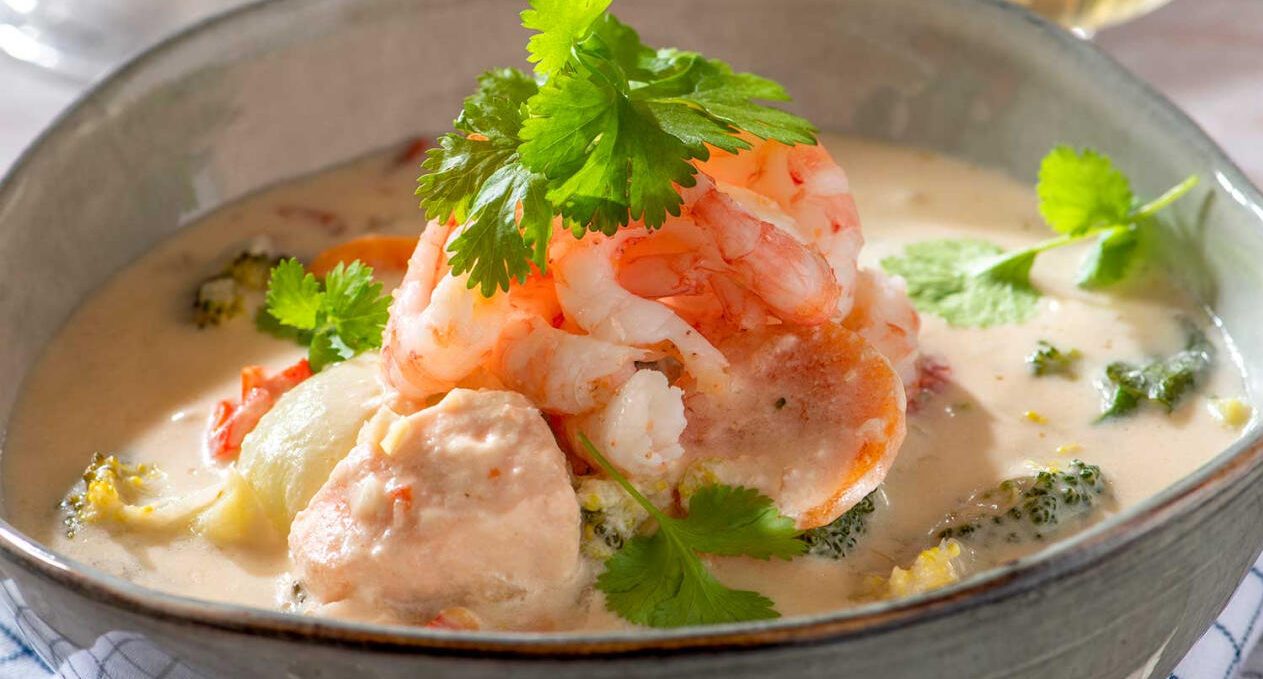 Asiatisk fisksoppa med räkor