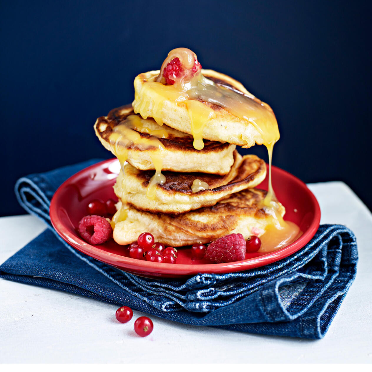 Amerikanska  pannkakor med lemon curd