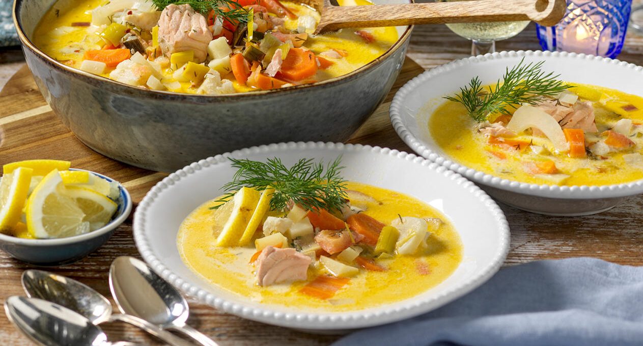 Snabblagad fiskgryta med lax, torsk och fänkål