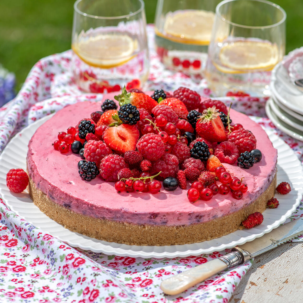 Halloncheesecake med Digestivebotten